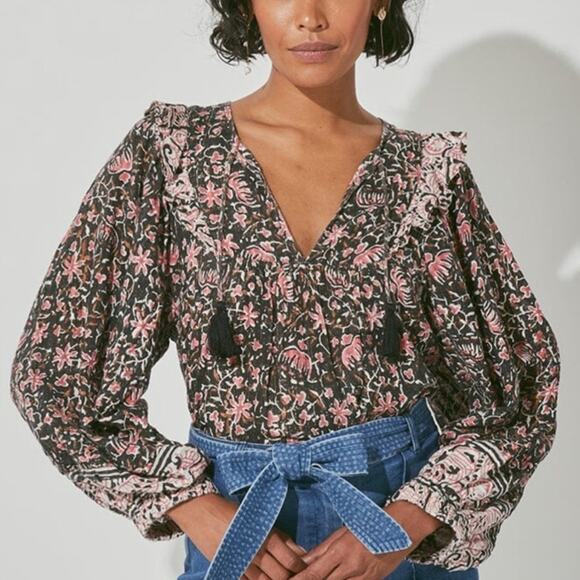 Cleobella Brynlee Long Sleeve Organic Cotton Print Multicolor Women’s Size M - Picture 1 of 8